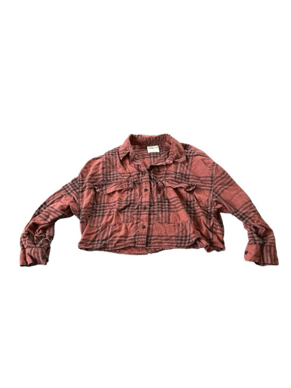 Abercrombie & Fitch Small Plaid Flannel Cropped Red Y2K Streetwear Festival